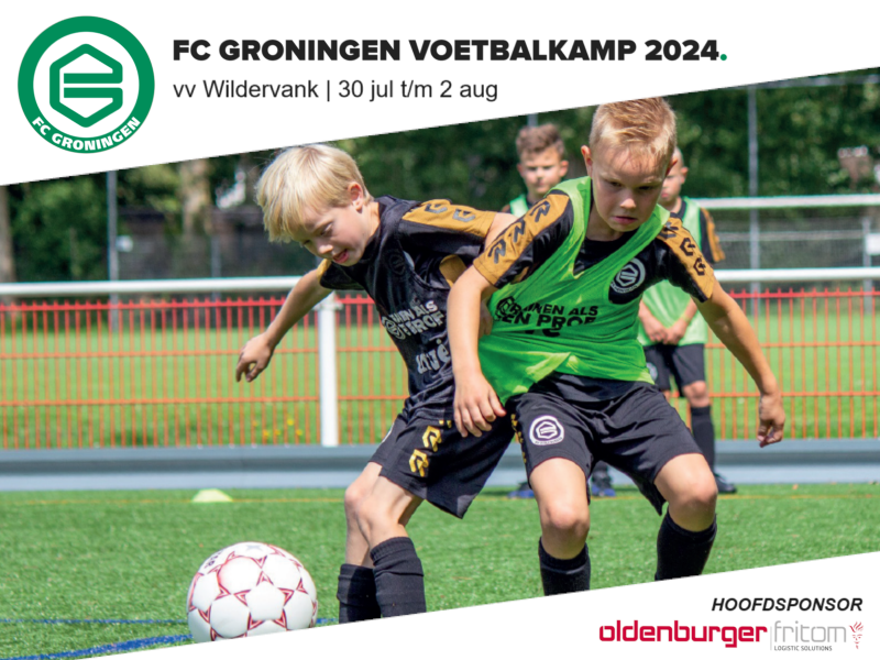 FC Groningen Voetbalkamp bij vv Wildervank met hoofdsponsor Oldenburger|Fritom.