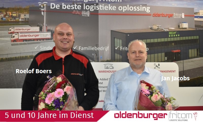 Roelof Boers 5 Jahre im Dienst und Jan Jacobs 10 Jahre im Dienst bei Oldenburger|Fritom.