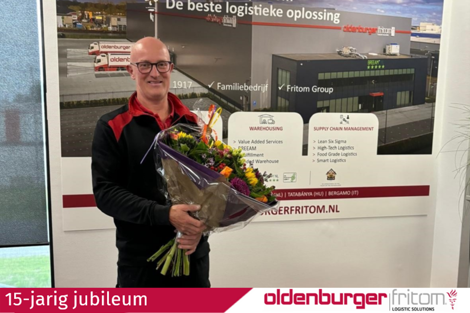 Shiftleader Warehouse Gerard Melessen is 15 jaar in dienst bij Oldenburger|Fritom.