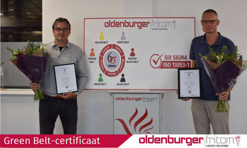 Albert Medendorp en Pieter de Jong van Oldenburger|Fritom hebben hun Green Belt-certificaat behaald.