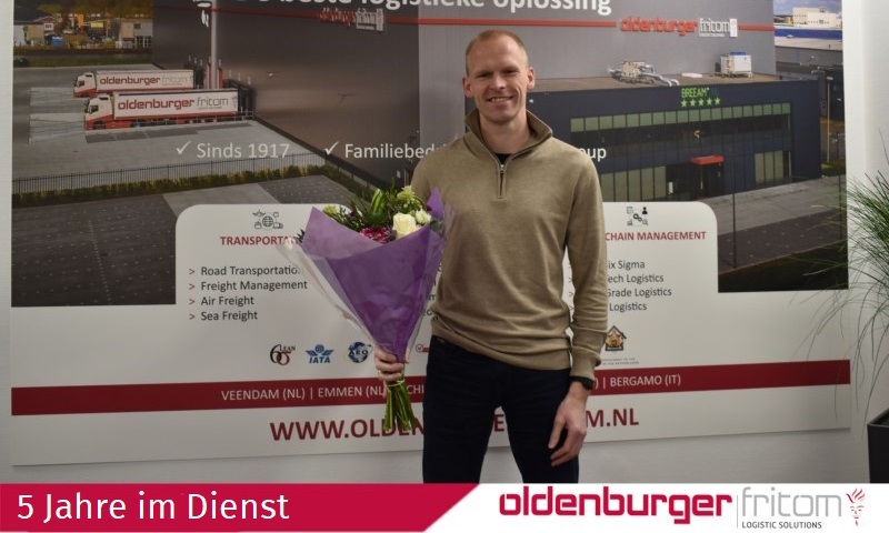 René Bos Bos feiert sein 5-jähriges Dienstjubiläum bei Oldenburger|Fritom Logistic Solutions.