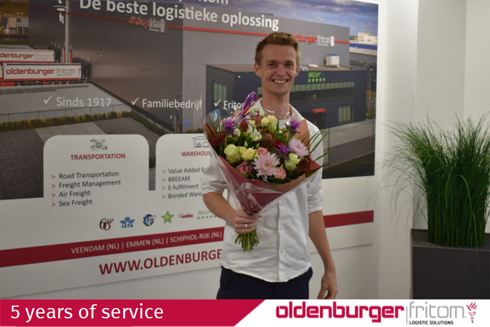 Melvin van Zonneveld celebrates 5 years of service at Oldenburger|Fritom.