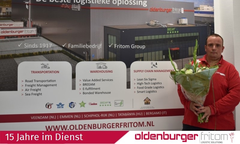 Arjan Weites 15 Jahre im Dienst bei Oldenburger|Fritom Logistic Solutions.