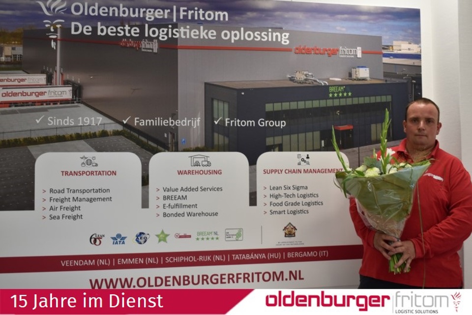 Arjan Weites 15 Jahre im Dienst bei Oldenburger|Fritom Logistic Solutions.