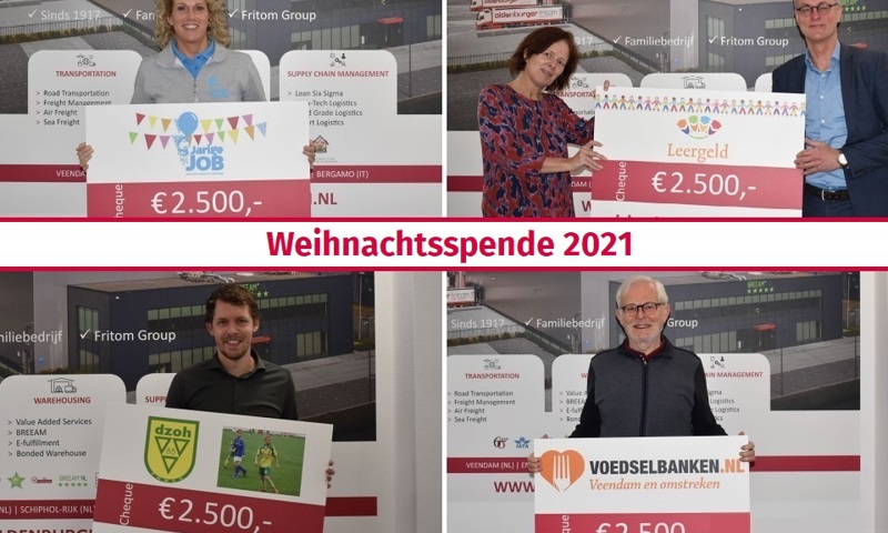 Unsere Weihnachtsspende 2021 ist für die Stiftung Jarige Job, die Stiftung Leergeld, die Lebensmittelbank Veendam und DZOH.